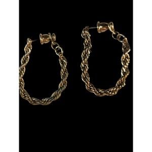 Napier Goldtone Twisted Flexible Chain Hoop Earrings
